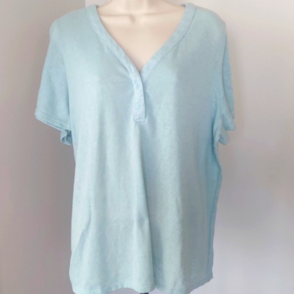 Lane Bryant Plus Seafoam Green Henley Top. 14/16